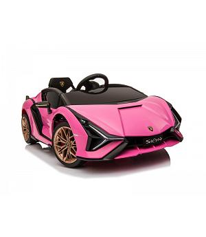 Lamborghini Sian, rosa-pink, 12v, ruedas goma, asiento cuero, de 1 a 4 años  INDA149-SianPK